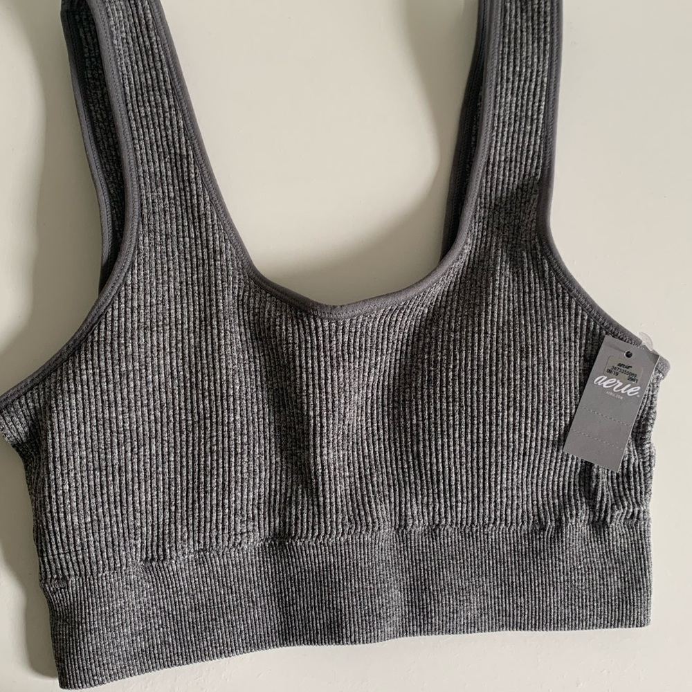 Aerie Ribbed Bralette Gray NWT